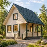 Каркасный дом «Кленогор» — передний фасад, визуализация
