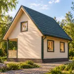 Каркасный дом «Кленогор» — задний фасад, визуализация